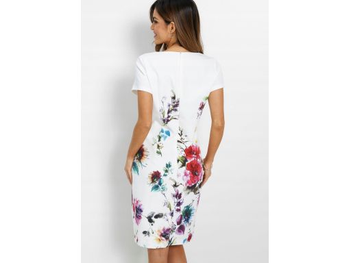 B.P.C sukienka ołówkowa śmietankowa w kwiaty r.40