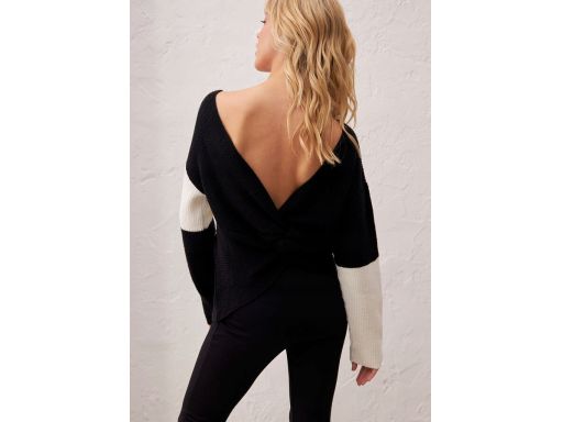 B.P.C sweter czarno-biały z dekoracyjnym wycięciem na plecach 40/42.