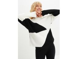 B.P.C sweter czarno-biały z dekoracyjnym wycięciem na plecach 40/42.