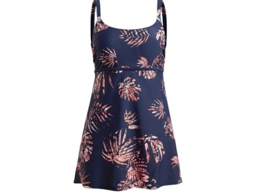 B.P.C długie tankini granatowe w kolorowe liście i figi w komplecie r.