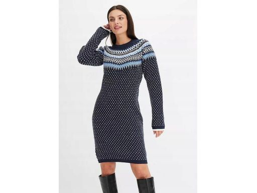 B.P.C sukienka dzianinowa we wzory ze srebrną nitką 40/42.