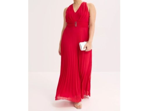 B.P.C sukienka plisowana szyfonowa czerwona długa r.42