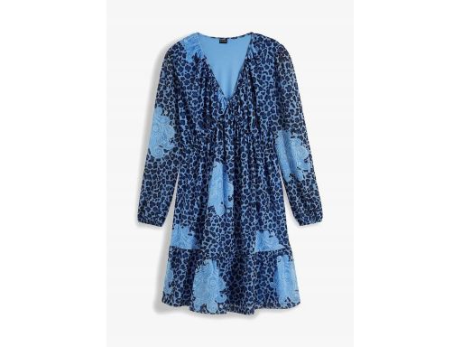 B.P.C niebieska sukienka szyfonowa w cętki z nadrukiem ^44/46