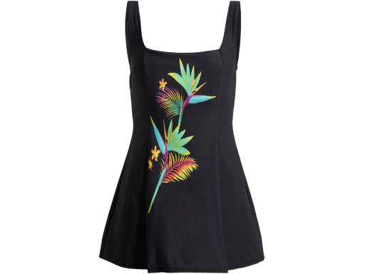 B.P.C czarna sukienka kąpielowa z kolorowym nadrukiem z przodu ^54