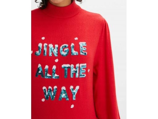 B.P.C sweter dzianinowy świąteczny z napisem z cekinów 40/42.