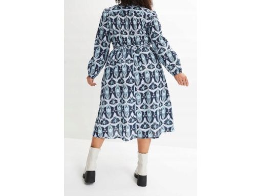 B.P.C sukienka midi z lekkiej bawełny szmizjerka we wzory ^44