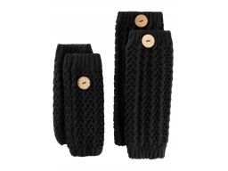 B.P.C ocieplacze dzianinowe ażurowe czarne z guzikiem 4 el. r.uniwersa