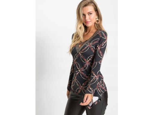 B.P.C bluzka z nadrukiem i dżetami r.32/34