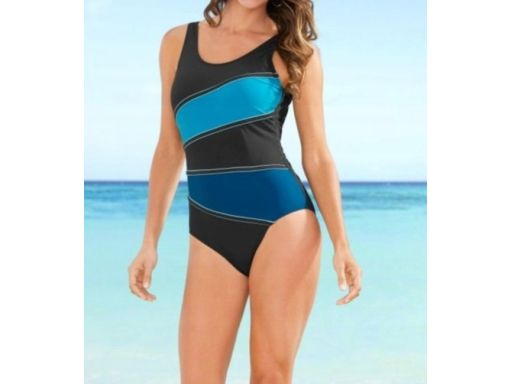 B.P.C kostium jednoczęściowy czarno-niebieski r.44