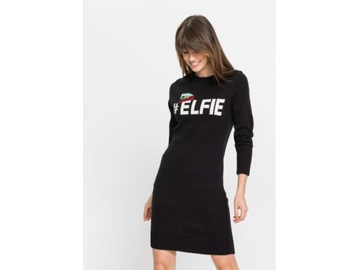 B.P.C czarna dzianinowa sukienka napis r.40/42