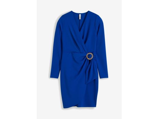B.P.C sukienka szafirowa z efektem założenia kopertowego z klamrą r.36