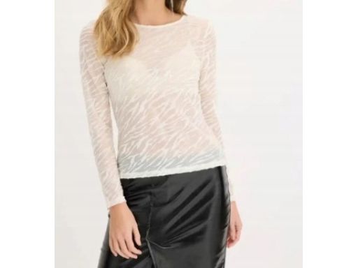 B.P.C bluzka siateczkowa śmietankowa w welurowy wzór zebry 40/42.