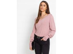 B,P.C sweterek z balonowymi rękawami brudny pudrowy róż ^36/38