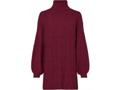 B.P.C sweter z golfem bordowy luźny długi 36/38.