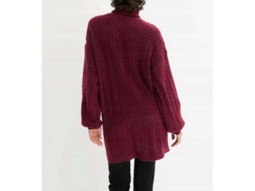 B.P.C sweter z golfem bordowy luźny długi 36/38.
