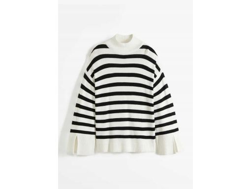 B.P.C sweter oversize śmietankowy w czarne paski r.36/38