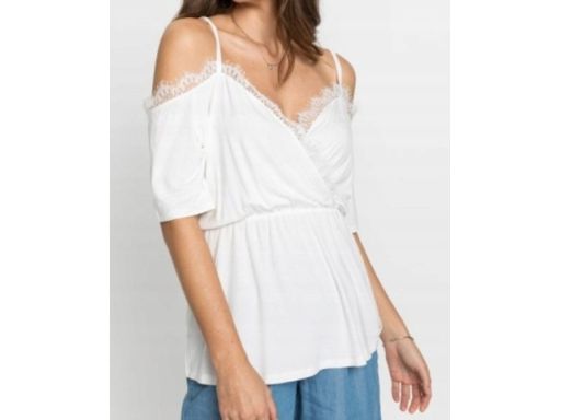 B.P.C bluzka śmietankowa odkryte ramiona z koronką ^40/42