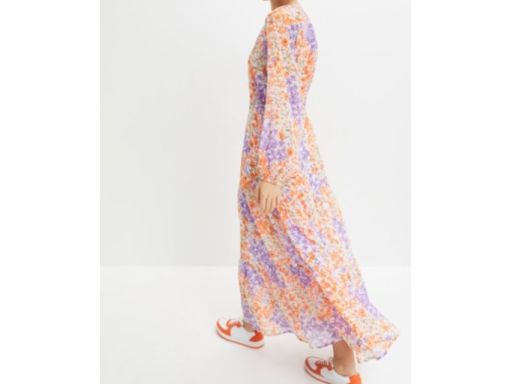 B.P.C długa sukienka w kwiaty z wiązaniem szyfon 48.