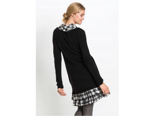 B.P.C sukienka dzianinowa z flanelowymi falbankami 40/42.