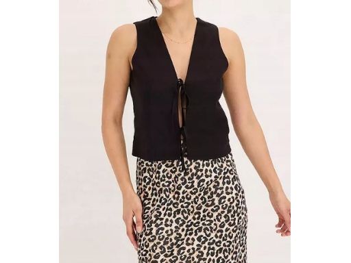 B.P.C lniana bluzka bez rękawów czarna r.52