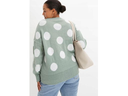 B.P.C sweter miętowy w białe grochy 40/42.