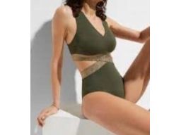 B.P.C kostium kąpielowy monokini khaki z wycięciami 42.