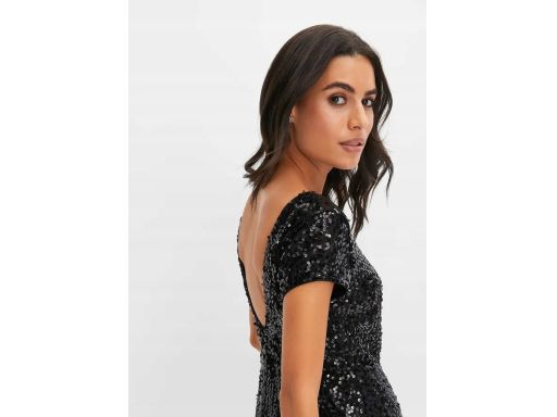 B.P.C sukienka cekinowa czarna z dekoltem z tyłu ^44/46