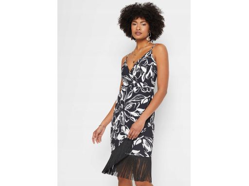 B.P.C sukienka z frędzlami czarno-biała we wzory r.36/38