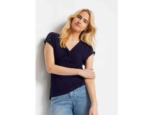 B.P.C t-shirt damski z koronką granatowy 36/38.