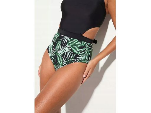 B.P.C monokini czarne w zielone liście r.40