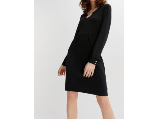 B.P.C sukienka czarna ze srebrnym łańcuszkiem w dekolcie 36/38.