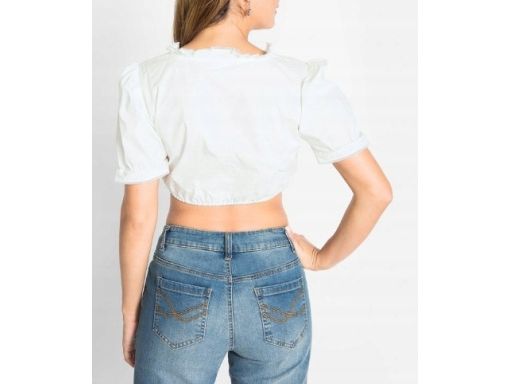 B.P.C damska bluzka krótka ludowa śmietankowa 52.