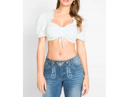 B.P.C damska bluzka krótka ludowa śmietankowa 52.