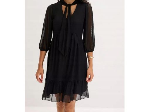 B.P.C sukienka czarna z siateczki z krawatką r.44/46