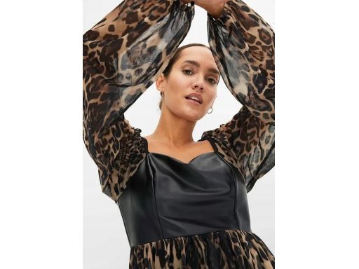 B.P.C sukienka siatkowa w cętki ze wstawkami eko skóry r.40/42