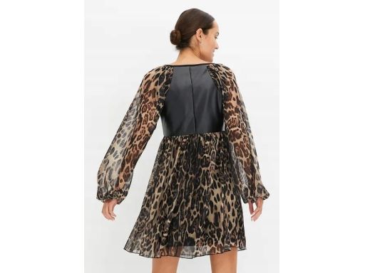 B.P.C sukienka siatkowa w cętki ze wstawkami eko skóry r.40/42