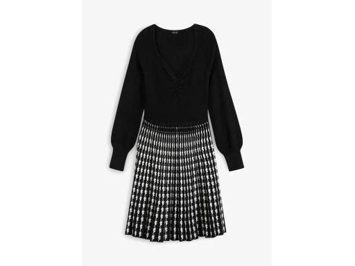 B.P.C dzianinowa sukienka rozkloszowana czarno-biała ^44/46