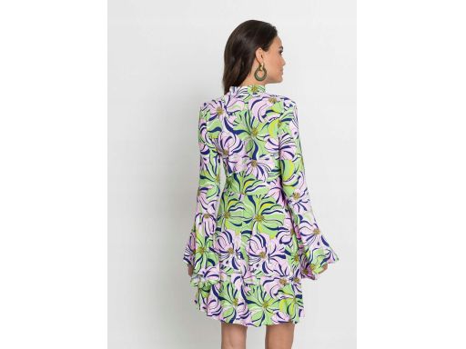 B.P.C zielona sukienka w różowe kwiaty ^36/38