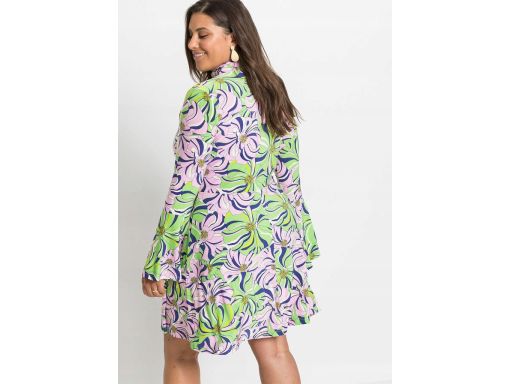 B.P.C zielona sukienka w różowe kwiaty ^36/38