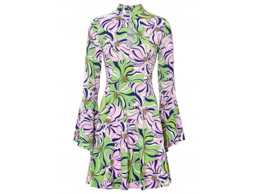 B.P.C zielona sukienka w różowe kwiaty ^36/38