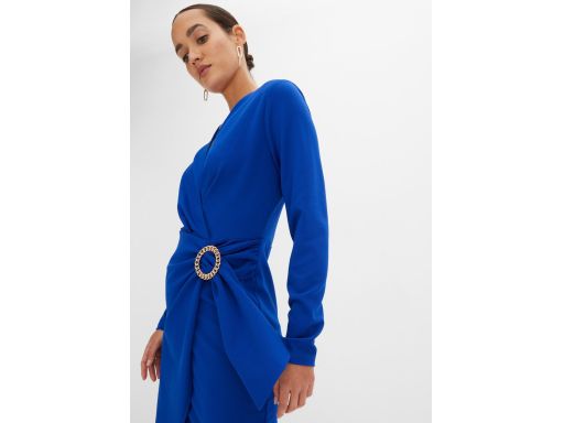 B.P.C sukienka szafirowa z efektem założenia kopertowego z klamrą 40/4