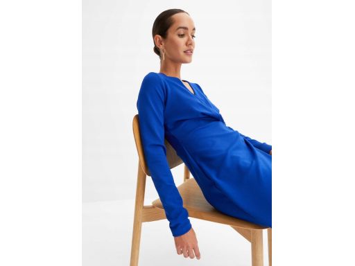 B.P.C sukienka szafirowa z efektem założenia kopertowego z klamrą 40/4