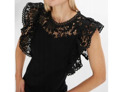 B.P.C czarna bluzka t-shirt z koronką ^36/38