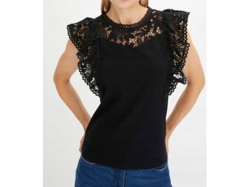 B.P.C czarna bluzka t-shirt z koronką ^36/38