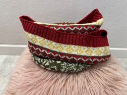 B.P.C Komin dzianinowy szalik we wzory norwerskie czerwony