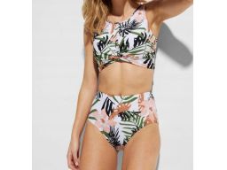 B.P.C bikini z kolorowym wzorem bustier z figami z wysokim stanem 44.