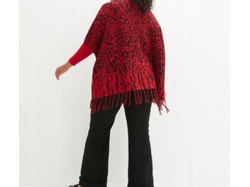 B.P.C sweter-poncho we wzór z frędzlami r.44/46