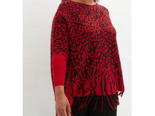 B.P.C sweter-poncho we wzór z frędzlami r.44/46