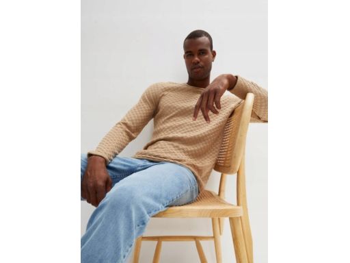 B.P.C męski sweter beżowy strukturalny XXL.
