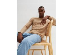 B.P.C męski sweter beżowy strukturalny XXL.